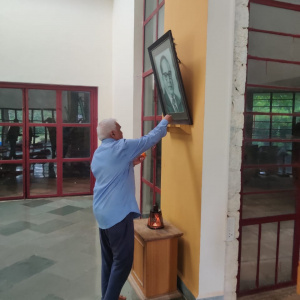 Offering flowers to Dr. Babasaheb