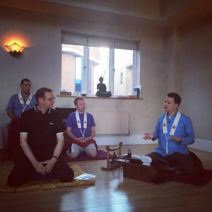 First online Mitra Ceremony 2016 - Candradasa conducts the Mitra ceremony of Brian Groves in the Brighton Buddhist Centre