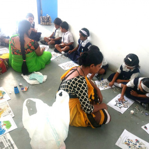 During an Art and Crafts class in the Urgyen Sangharakshita International School