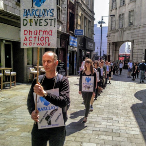 On the 16th June Dharma Action Network for Climate Engagement (DANCE) London are holding a silent protest vigil outside Barclays Bank in Piccadilly Circus in London.
