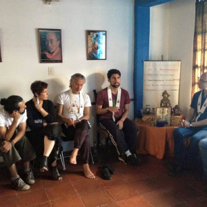 Aryavachin speaking during a class at the Mérida Buddhist Centre