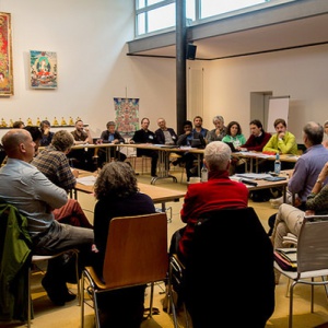 Business meeting in the shrine room