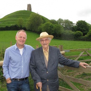 Sangharakshita and Paramartha with Glastonbury Tor