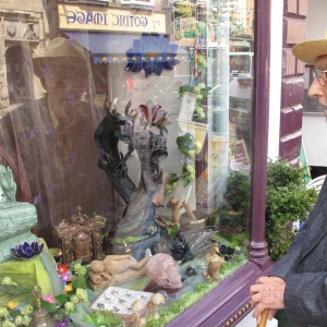 Bhante and Glastonbury shop window