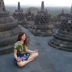 Anne-Cathrin at Borobudur