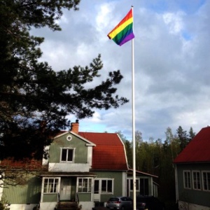 Rainbow flag at Dharmagiri