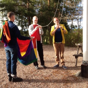 Preparing to hoist the flag