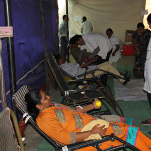 girls supporting blood camp