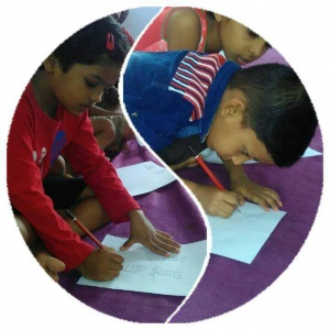 Focused children on their task