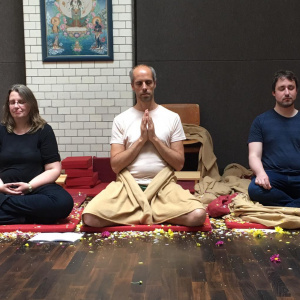 The 3 new Mitras during Buddha day at the Berlin Buddhist Centre