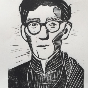 Image credit: Print by Caroline Faxe, based on a photograph used in Sangharakshita’s funeral booklet (possibly taken by Terry Delamare)