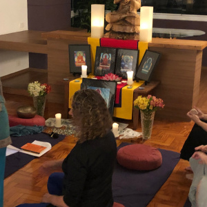 Buddha day shrine with the 5 Jinas in São Paulo, Brazil