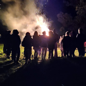 Scenes from the bonfire during the ritual on Saturday night