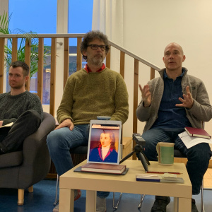 Matt Drage, Silavadin and Dhivan speaking at the Exploring Buddhist Modernism symposium in January 2020