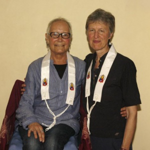 Dayavandana (L) with her Public Preceptor Sanghadevi