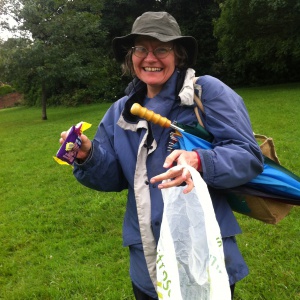 Satyalila picking litter on Brandon Hill on the morning of the full moon day