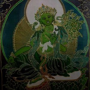 Green Tara - Image by SilkPaintings