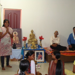 At Send-off program Chandani sharing her experiences of learning IT skills at ACE and living experiences in community.