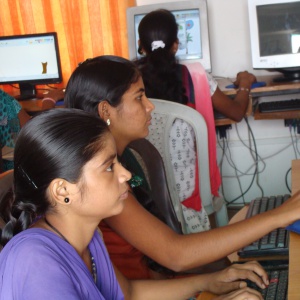 young girl from Bihar learning IT skills.