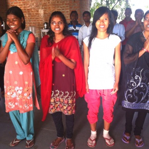'Flower Pushpas' (the young women who made the flower mandalas!)
