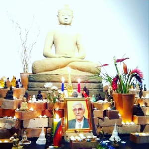 Buddhas from around the world adorned Adhisthana's dedication shrine in August 2013